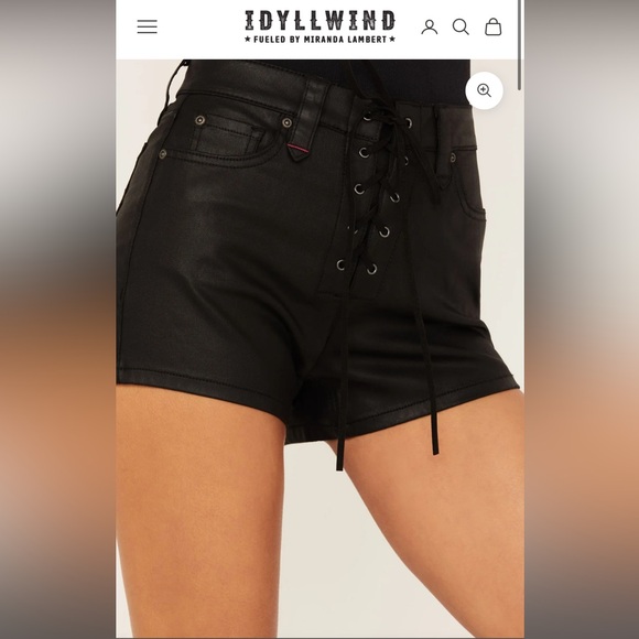 Idyllwind faux leather high-rise lace up shorts - Picture 3 of 6